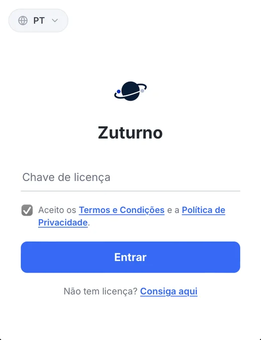 Tela de licença do Zuturno no Mac